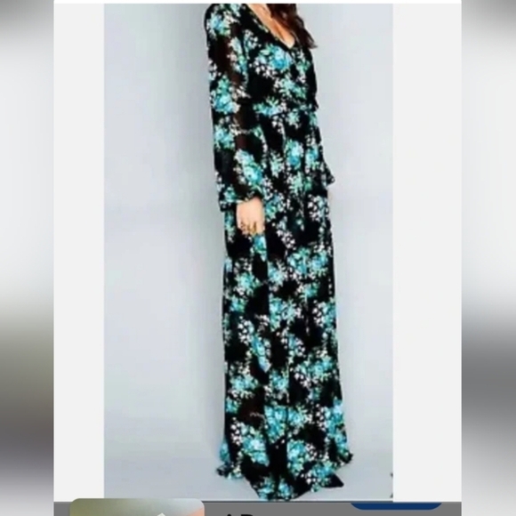 Show Me Your MuMu Dresses & Skirts - Show Me Your MuMu JOYCELYN Blue and Black Bishop Sleeve Sundress L